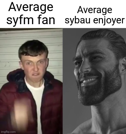 sybau sound better imo- SYFM | Average syfm fan; Average sybau enjoyer | image tagged in average fan vs average enjoyer,sybau,brainrot,memes,gen z,cooked | made w/ Imgflip meme maker