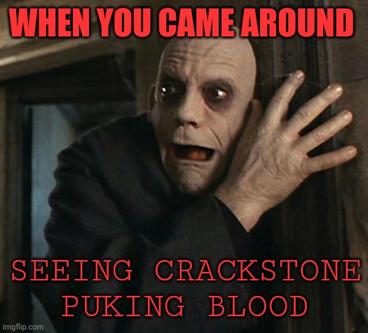 Fact Fear Fester | WHEN YOU CAME AROUND; SEEING CRACKSTONE PUKING BLOOD | image tagged in fact fear fester | made w/ Imgflip meme maker