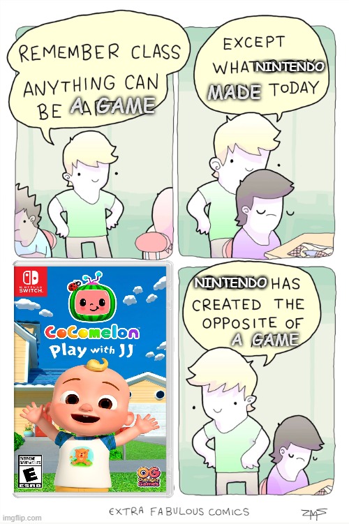 Bobby has created the opposite of art | NINTENDO; MADE; A  GAME; NINTENDO; A  GAME | image tagged in bobby has created the opposite of art | made w/ Imgflip meme maker