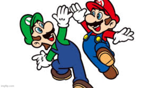 Mario Bros. High Five | image tagged in mario bros high five | made w/ Imgflip meme maker