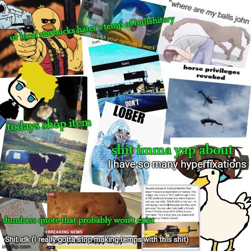 temp of bullshitery | I have so many hyperfixations; Shit idk (I really gotta stop making temps with this shit) | image tagged in temp of bullshitery | made w/ Imgflip meme maker