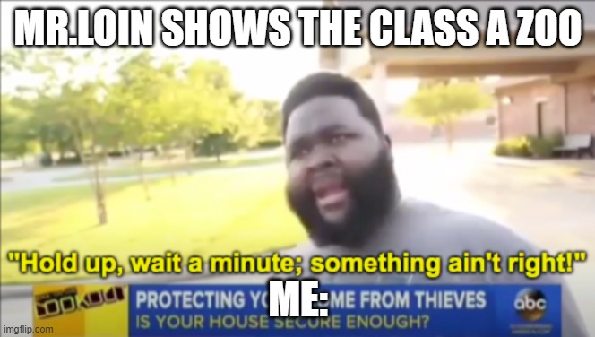 MR.LOIN SHOWS THE CLASS A ZOO ME: | image tagged in hold up wait a minute something aint right | made w/ Imgflip meme maker