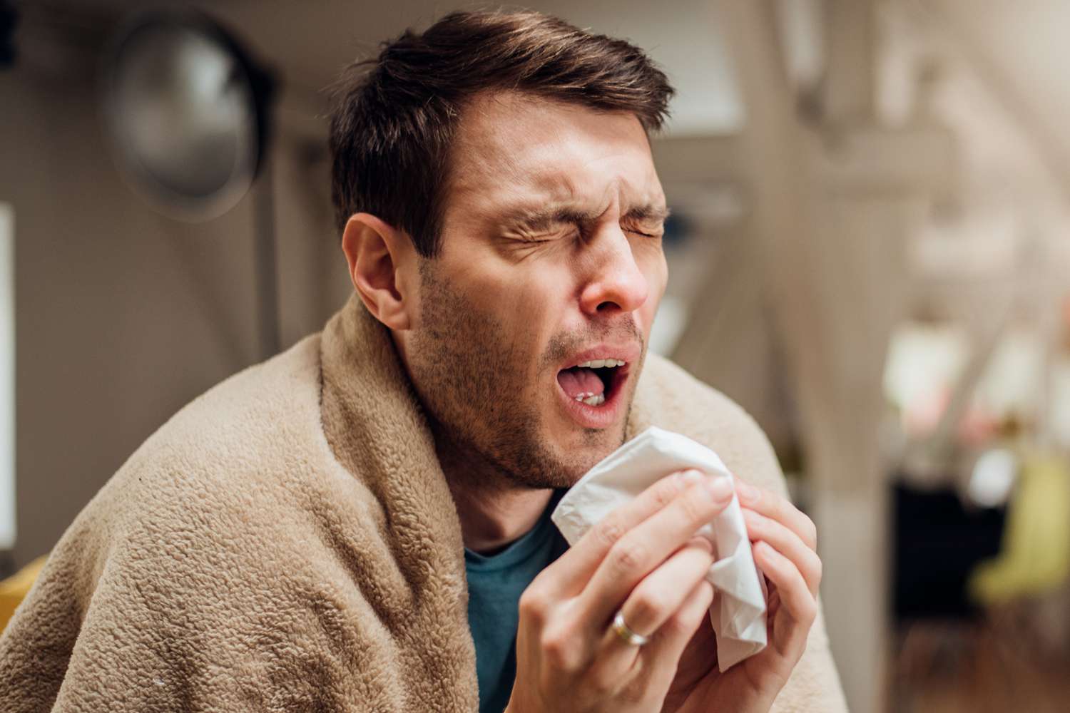 High Quality Sneezing man Blank Meme Template