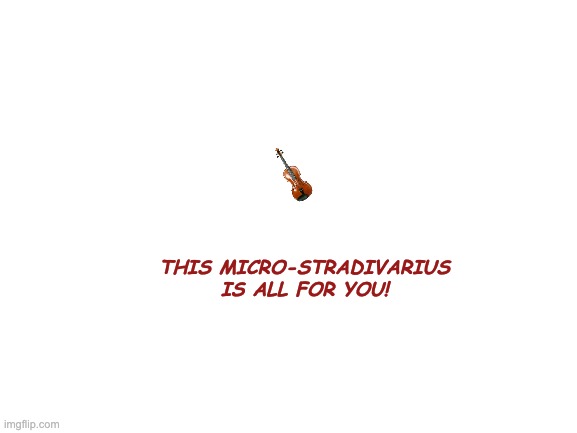 Blank White Template | THIS MICRO-STRADIVARIUS IS ALL FOR YOU! | image tagged in blank white template | made w/ Imgflip meme maker