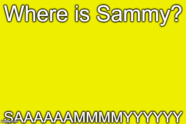 Where is Sammy? | Where is Sammy? SAAAAAAMMMMYYYYYY | image tagged in we miss you,i hope you are doing alright | made w/ Imgflip meme maker