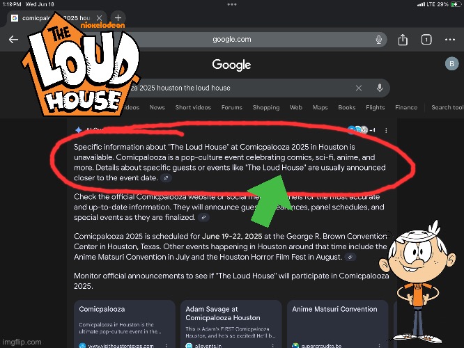 Comicpalooza 2025 - The Loud House | image tagged in the loud house,nickelodeon,lincoln loud,2025,texas,houston | made w/ Imgflip meme maker