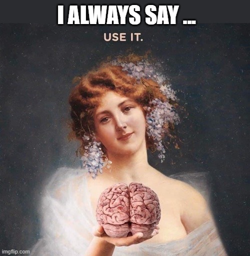 brain | I ALWAYS SAY ... | image tagged in brain | made w/ Imgflip meme maker