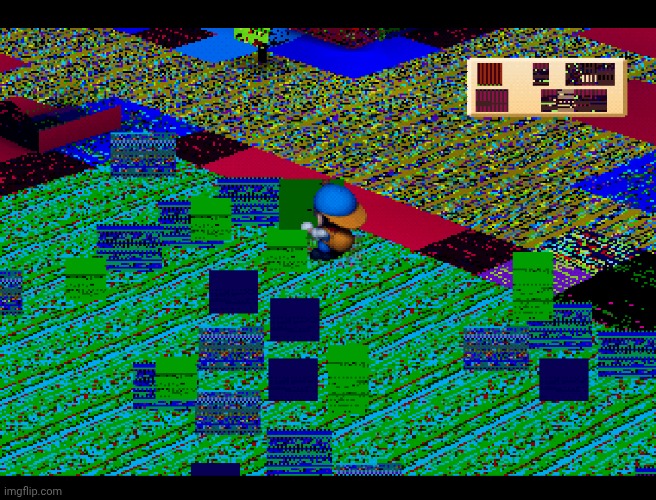 Harvest moon trippin on mushrooms | image tagged in harvest moon trippy glitch | made w/ Imgflip meme maker
