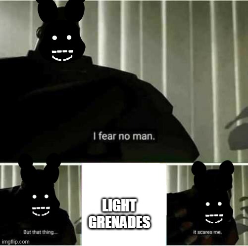 I fear no man | LIGHT GRENADES | image tagged in i fear no man | made w/ Imgflip meme maker