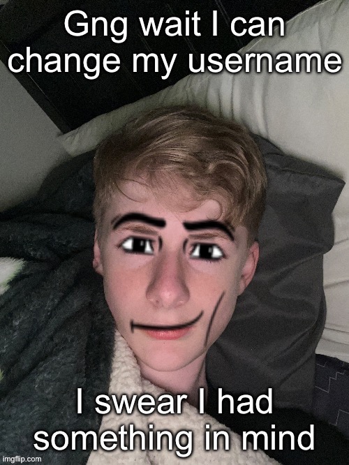Virian man face | Gng wait I can change my username; I swear I had something in mind | image tagged in virian man face | made w/ Imgflip meme maker