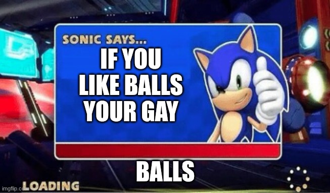 Sonic Says | IF YOU LIKE BALLS YOUR GAY; BALLS | image tagged in sonic says | made w/ Imgflip meme maker