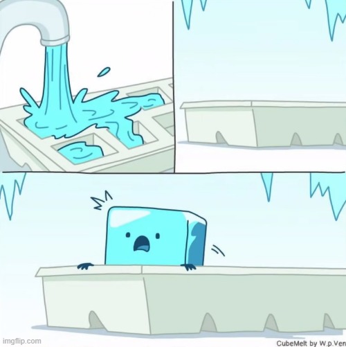 image tagged in faucet,water,ice cube tray,freezer,ice cube,alive | made w/ Imgflip meme maker