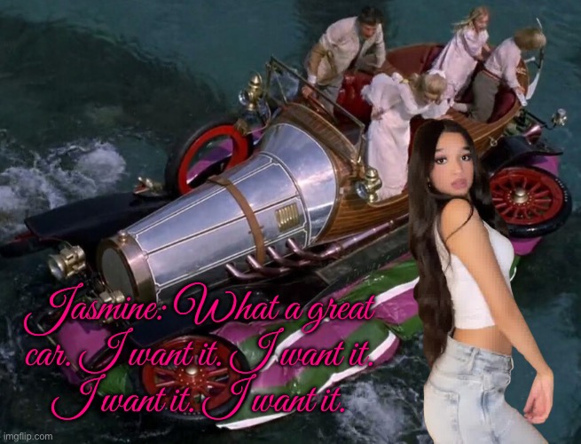 Jasmine Mir buys Chitty Chitty Bang Bang | Jasmine: What a great car. I want it. I want it.
I want it. I want it. | image tagged in youtube,instagram,girl,tiktok,pretty girl,car | made w/ Imgflip meme maker