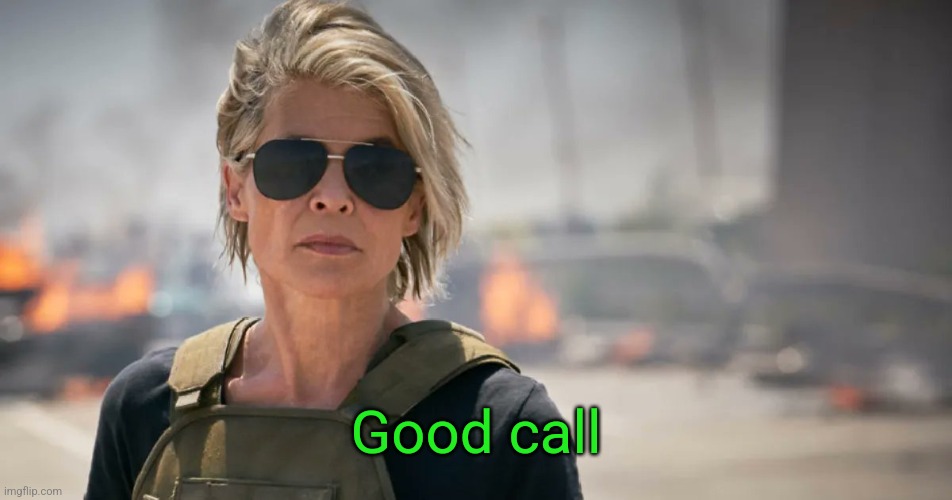 Good call | image tagged in sarah connor | made w/ Imgflip meme maker
