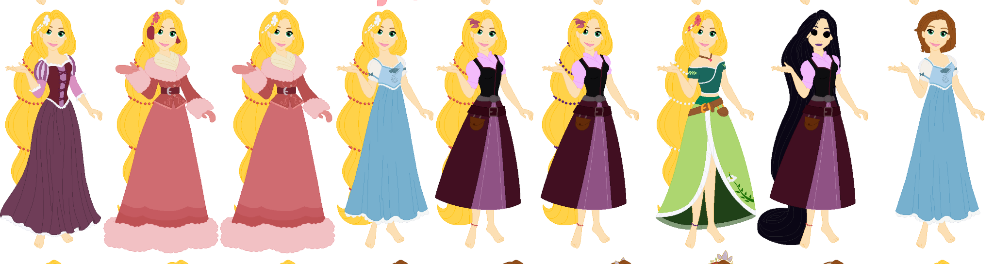 Rapunzel's Wardrobe and Hairstyle Blank Meme Template