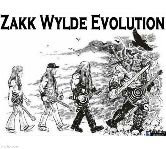 From 1988 to now… | image tagged in heavy metal,zakk wylde,evolution | made w/ Imgflip meme maker