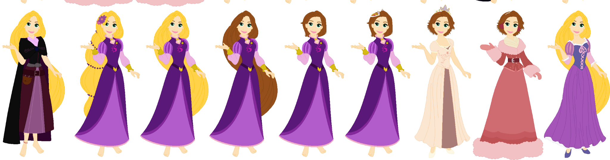 Rapunzel's Wardrobe and Hairstyle Blank Meme Template