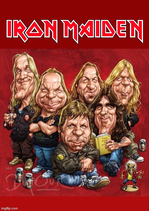 The spitting image of the boys! | image tagged in heavy metal,iron maiden,spitting image | made w/ Imgflip meme maker