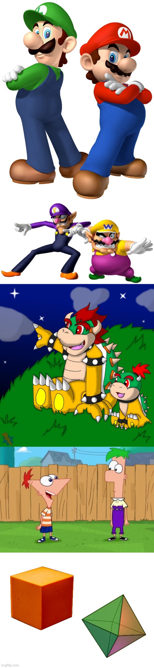 image tagged in mario and lugi stop liberalism,wario bros,bowser and bowser jr,ferb i know what we re gonna do today,blank white template | made w/ Imgflip meme maker