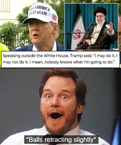 Santa is out early this year | *Balls retracting slightly* | image tagged in andy dwyer excited,funny,donald trump,iran,israel | made w/ Imgflip meme maker