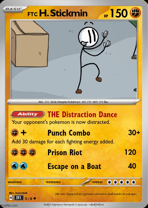 H. Stickmin Pokemon Card | image tagged in henry stickmin,pokemon | made w/ Imgflip meme maker