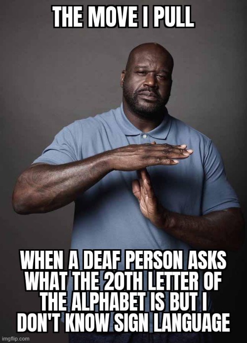 Shaq performing sign language | image tagged in sleeping shaq,jesus is lord,jesus died on the cross for us,the cross is the perfect act of compassion | made w/ Imgflip meme maker