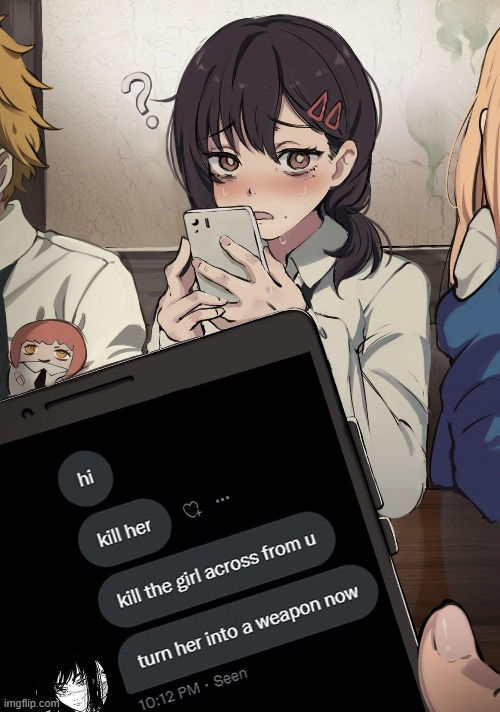 image tagged in memes,yoru,chainsaw man,kobeni | made w/ Imgflip meme maker
