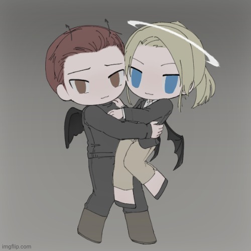 Watt & Toni (Devil inside an Angel & Angel inside a Devil) :} | image tagged in art,angel,devil,british,women,letters | made w/ Imgflip meme maker
