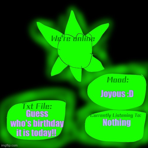 Announcement Template | Joyous :D; Guess who's birthday it is today!! Nothing | image tagged in announcement template | made w/ Imgflip meme maker