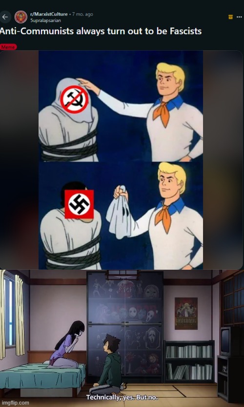 not a pro fascists post | image tagged in technically yes but no,anime | made w/ Imgflip meme maker