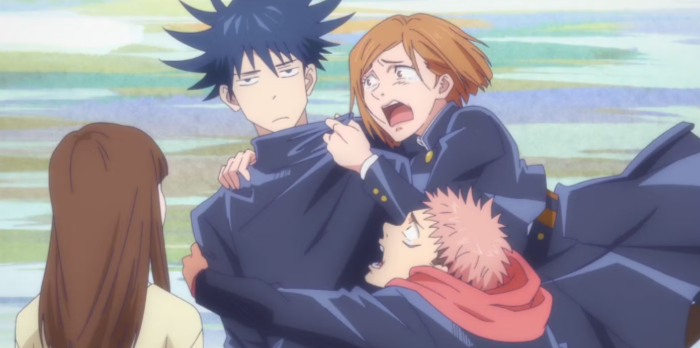 Yuji, Nobara, Gojo take Megumi Blank Meme Template