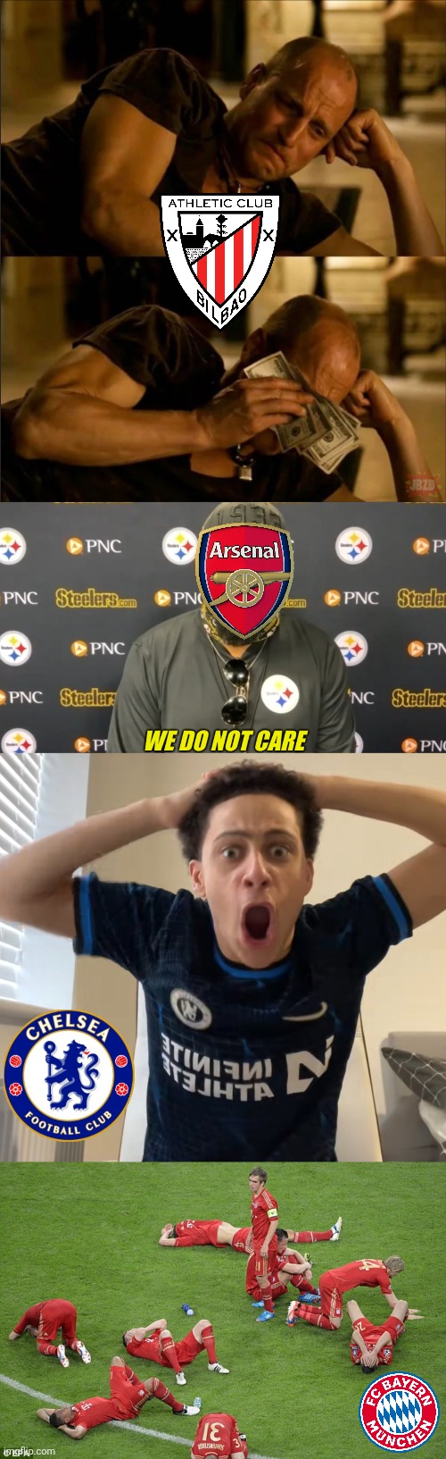 image tagged in crying money,we do not care,young kippa,bayern munich | made w/ Imgflip meme maker