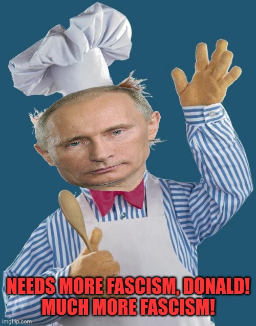 Swedish Chef | NEEDS MORE FASCISM, DONALD!
MUCH MORE FASCISM! | image tagged in swedish chef | made w/ Imgflip meme maker