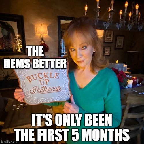 Buckle Up | THE DEMS BETTER IT'S ONLY BEEN THE FIRST 5 MONTHS | image tagged in buckle up | made w/ Imgflip meme maker