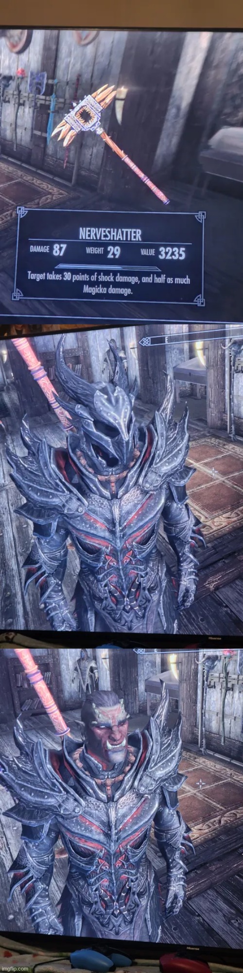 Rate my Skyrim fit (level 33, already legendary Smithing, Two Handed, and Heavy Armor) | made w/ Imgflip meme maker