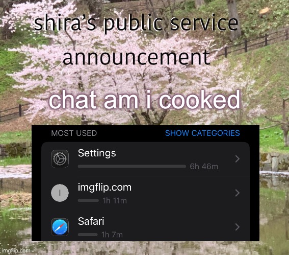 :( | chat am i cooked | image tagged in shira s psa | made w/ Imgflip meme maker