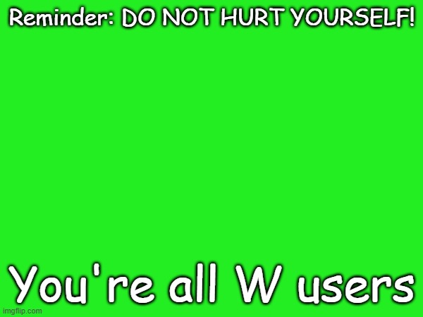 I need to post this =) | Reminder: DO NOT HURT YOURSELF! You're all W users | image tagged in stop hurting yourself,now | made w/ Imgflip meme maker