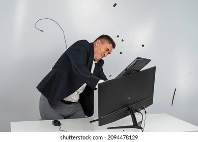 Computer rage Blank Meme Template