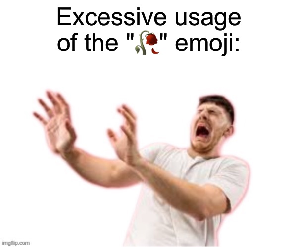 he left all caps on(custom) | Excessive usage of the "🥀" emoji: | image tagged in he left all caps on custom | made w/ Imgflip meme maker