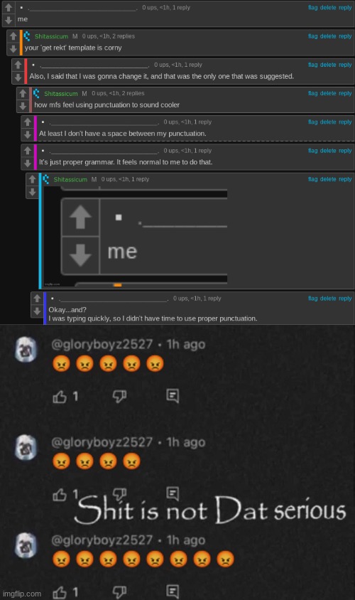 >asks to get insulted >gets insulted >gets angry | image tagged in shit is not dat serious | made w/ Imgflip meme maker