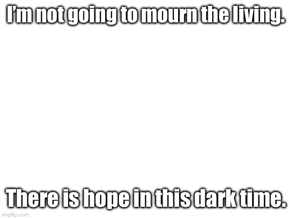 There’s hope. There’s strength. It fills me and the believers with DETERMINATION. | I’m not going to mourn the living. There is hope in this dark time. | image tagged in sans of topic | made w/ Imgflip meme maker
