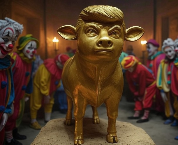 Donald Trump Golden Calf clowns President Republicans | image tagged in donald trump golden calf clowns president republicans | made w/ Imgflip meme maker