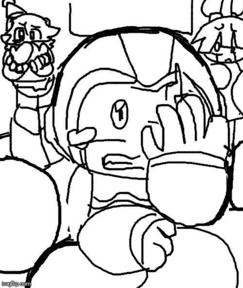 Namagem's Past... (Based On My Headcanon) | Also, in My Headcanon, every robot master from megaman fully charged used to be RibbonWoman's Classmates before the dodgeball incident happened, basically what happened was that a coach robot announced that they would be put into 2 teams, girls vs boys cutman asked if they could review the safety guidelines, the coach robot said "sure, hit the scissor bot kids!!" RibbonWoman went crazy while throwing the dodgeballs, cutman tried to hide behind drillman, drillman got hit with a dodgeball, cutman screamed, cutman tried to hide behind waveman, waveman also got hit by a dodgeball, cutman screamed again yelling "GET THE FOCK OUT!!" iceman said "There's No Need For Hysterics Chauncey! Just do what ElecMan is doing!!" Elecman was dancing to madonna's song "into the groove",then elecman got hit with a dodgeball as well, iceman cringed and said "or...dont do what ElecMan is doing.....", but then Namagem tried to protect CutMan from the flailing dodgeball while yelling "DON'T WORRY, CHAUNCEY, I GOT YA!!" Before a rogue dodgeball hit Namagem in the face causing him to end up with that scar he has on his face, few hours later, dodgeball is over, and namagem is sitting on one of the benches, RibbonWoman sat next to him saying "well, i guess you weren't CUT out for dodgeball...." | image tagged in megaman fully charged,namagem,cutman,iceman | made w/ Imgflip meme maker