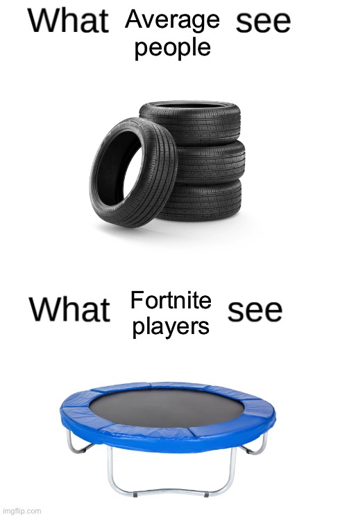 … | Average people; Fortnite players | image tagged in what blank sees vs what blank sees,funny,memes,fortnite | made w/ Imgflip meme maker