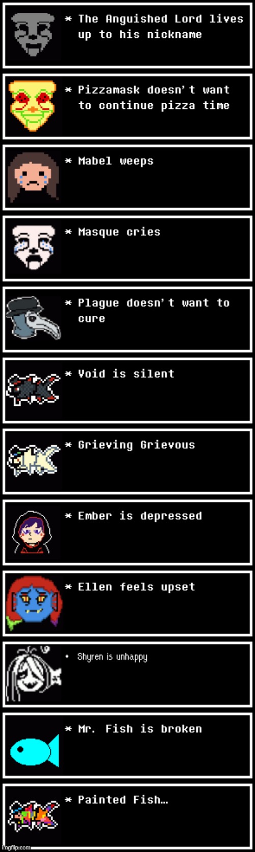 All my ocs (bar shyren). They are in shock still | made w/ Imgflip meme maker
