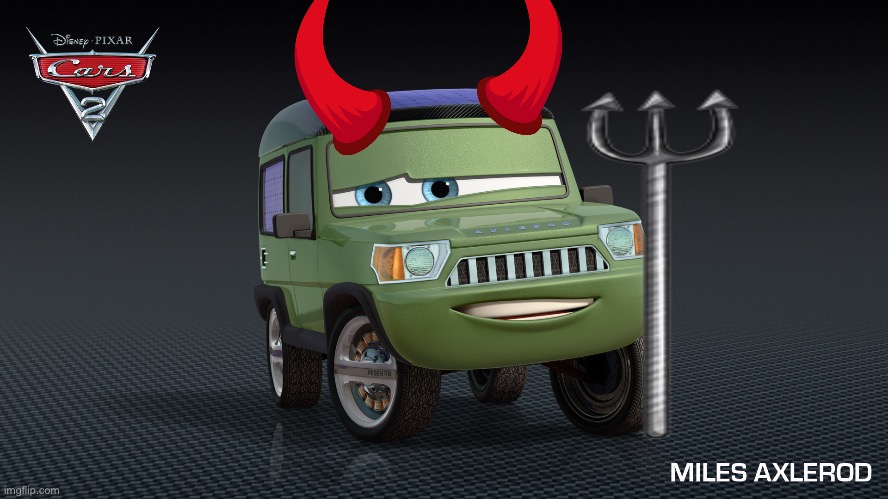 Miles Axlerod with devil horns and pitchfork (it’s true the axlerod is a devil, the devil of the cars universe) | image tagged in cars,devil,movie | made w/ Imgflip meme maker