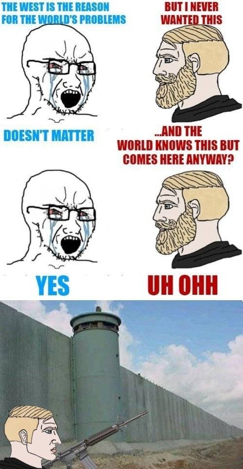 image tagged in crying wojak / i know chad meme,immigration,politics | made w/ Imgflip meme maker
