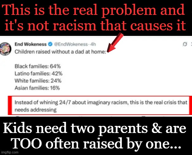 Faithful Fathers Fix Fractured Families | This is the real problem and 
it's not racism that causes it; Kids need two parents & are 
TOO often raised by one... | image tagged in mothers,fathers,families,not racist,family,crisis | made w/ Imgflip meme maker
