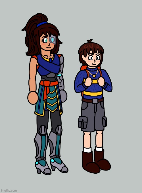 Eliora and Outer, now in glorious digital art design! Too lazy to add shading right now | image tagged in pixels went out the window,digital art,eliora and outer,this is about accurate to irl height | made w/ Imgflip meme maker