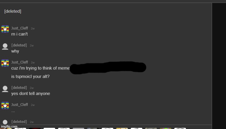 this is from my old mc with 70lastchance before he deleted i've got the evidence to prove that he is tspmoicl | made w/ Imgflip meme maker